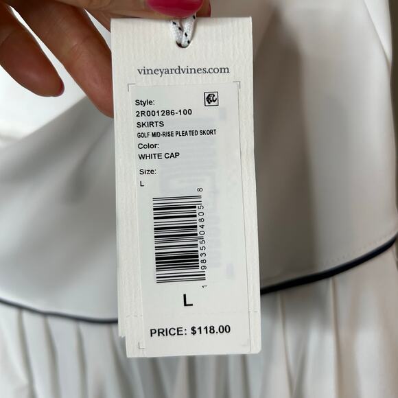 NWT Vineyard Vines Performance White Golf Mid-Rise Pleated Skort Size L Tennis - Picture 3 of 5